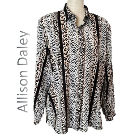 ALLISON DALEY Women's Animal Print Business Casual Blouse - 18W - Picture 1 of 7